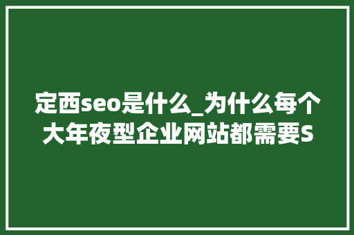 定西seo是什么_为什么每个大年夜型企业网站都需要SEO 定西seo是什么_为什么每个大年夜型企业网站都需要SEO SEO关键词