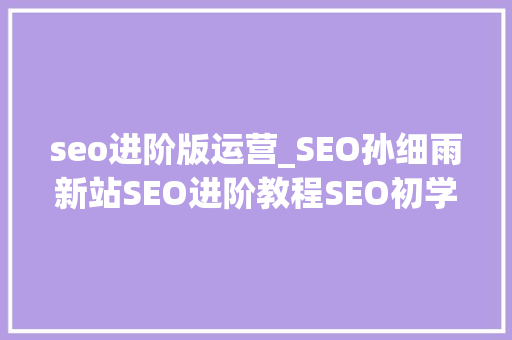 seo进阶版运营_SEO孙细雨新站SEO进阶教程SEO初学者一定要看 seo进阶版运营_SEO孙细雨新站SEO进阶教程SEO初学者一定要看 SEO关键词
