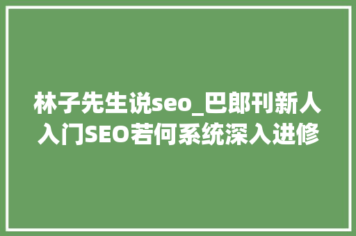 林子先生说seo_巴郎刊新人入门SEO若何系统深入进修SEOSEO进修 林子先生说seo_巴郎刊新人入门SEO若何系统深入进修SEOSEO进修 网站建设公司