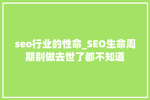 seo行业的性命_SEO生命周期别做去世了都不知道