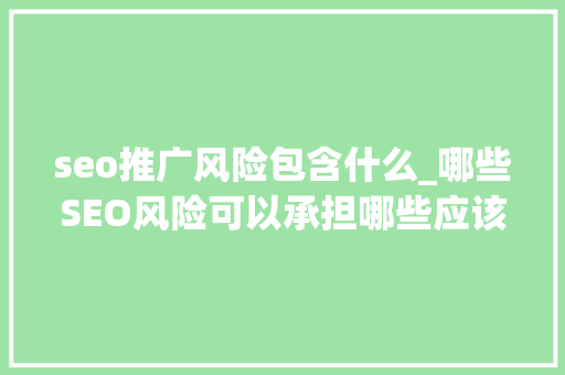 seo推广风险包含什么_哪些SEO风险可以承担哪些应该避免