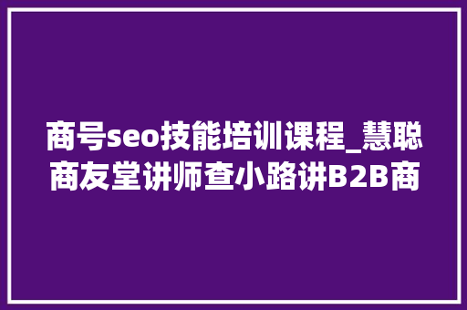 商号seo技能培训课程_慧聪商友堂讲师查小路讲B2B商铺SEO秘籍