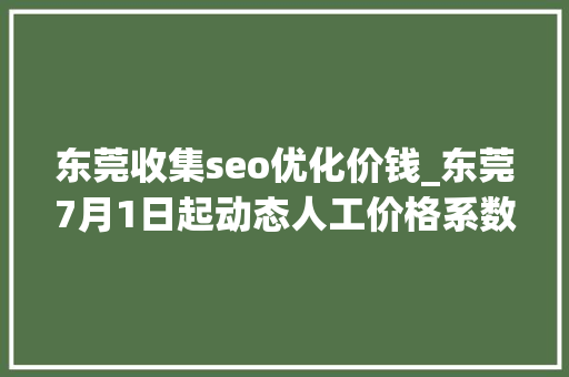 东莞收集seo优化价钱_东莞7月1日起动态人工价格系数调解为107含机上人工