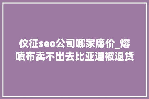 仪征seo公司哪家廉价_熔喷布卖不出去比亚迪被退货口罩生意还好吗