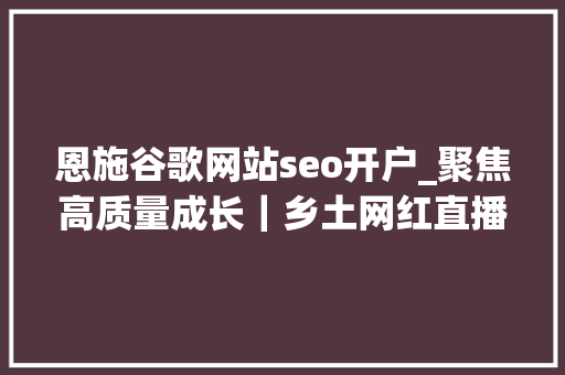 恩施谷歌网站seo开户_聚焦高质量成长｜乡土网红直播带货走俏大年夜别山