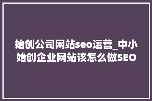 始创公司网站seo运营_中小始创企业网站该怎么做SEO优化 始创公司网站seo运营_中小始创企业网站该怎么做SEO优化 神马SEO
