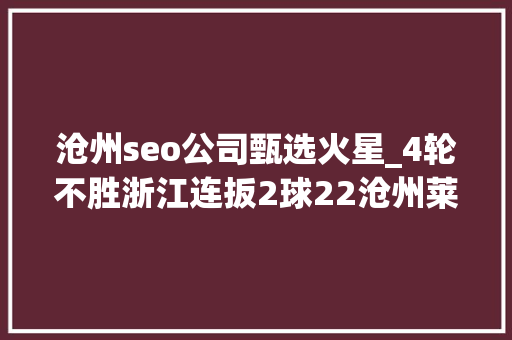 沧州seo公司甄选火星_4轮不胜浙江连扳2球22沧州莱安纳多破门造乌龙所罗门双响 沧州seo公司甄选火星_4轮不胜浙江连扳2球22沧州莱安纳多破门造乌龙所罗门双响 搜狗SEO