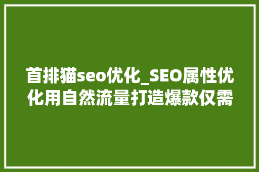 首排猫seo优化_SEO属性优化用自然流量打造爆款仅需这几步｜猫猫连载 首排猫seo优化_SEO属性优化用自然流量打造爆款仅需这几步｜猫猫连载 搜狗SEO