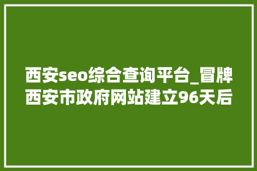 西安seo综合查询平台_冒牌西安市政府网站建立96天后被关闭