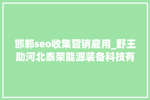 邯郸seo收集营销雇用_野王助河北泰荣能源装备科技有限公司精准营销