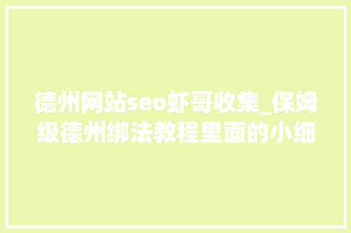 德州网站seo虾哥收集_保姆级德州绑法教程里面的小细节你都知道吗 路亚传授教化