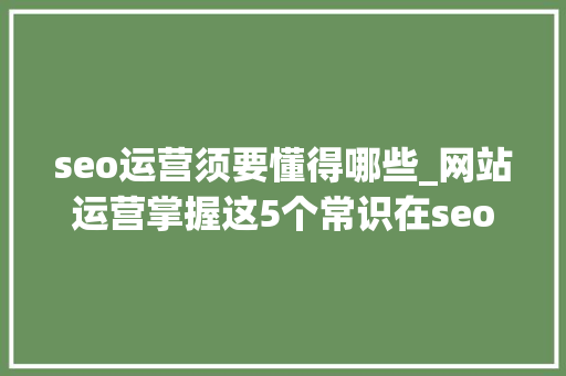 seo运营须要懂得哪些_网站运营掌握这5个常识在seo门路上更游刃有余 seo运营须要懂得哪些_网站运营掌握这5个常识在seo门路上更游刃有余 神马SEO