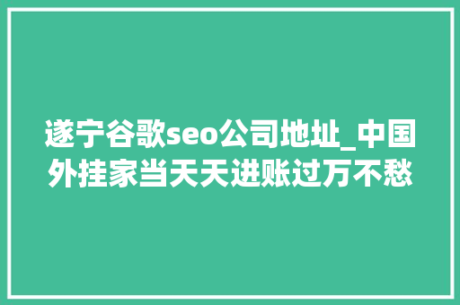 遂宁谷歌seo公司地址_中国外挂家当天天进账过万不愁没有买家