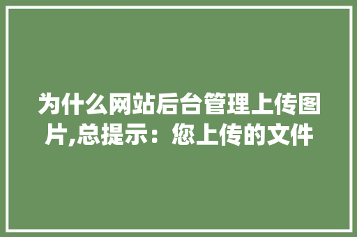 为什么网站后台管理上传图片,总提示：您上传的文件太大,上传不成功，我传的是15K的格式是jpg,为什么网站传不上文件呢。 为什么网站后台管理上传图片,总提示：您上传的文件太大,上传不成功，我传的是15K的格式是jpg,为什么网站传不上文件呢。 SEO关键词