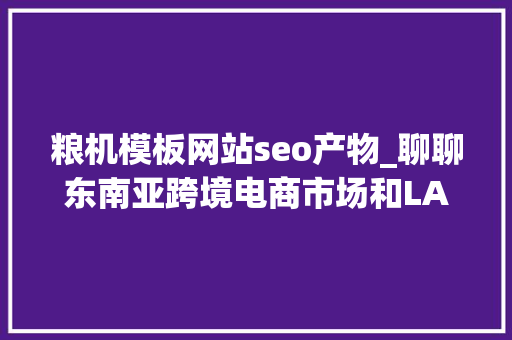 粮机模板网站seo产物_聊聊东南亚跨境电商市场和LAZADA
