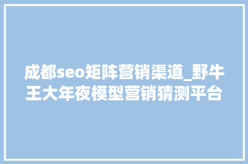 成都seo矩阵营销渠道_野牛王大年夜模型营销猜测平台引领企业营销新时代