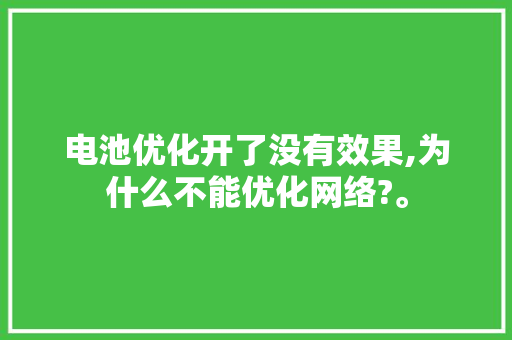 电池优化开了没有效果,为什么不能优化网络?。