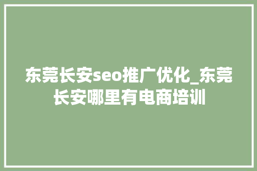 东莞长安seo推广优化_东莞长安哪里有电商培训