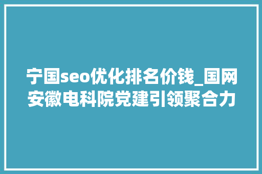 宁国seo优化排名价钱_国网安徽电科院党建引领聚合力 科技立异谋成长