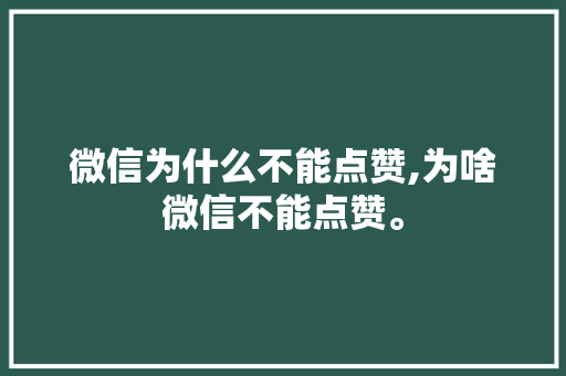 微信为什么不能点赞,为啥微信不能点赞。