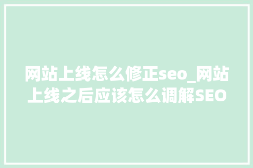 网站上线怎么修正seo_网站上线之后应该怎么调解SEO设置