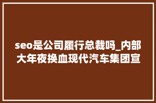 seo是公司履行总裁吗_内部大年夜换血现代汽车集团宣布高管录用 seo是公司履行总裁吗_内部大年夜换血现代汽车集团宣布高管录用 百度SEO
