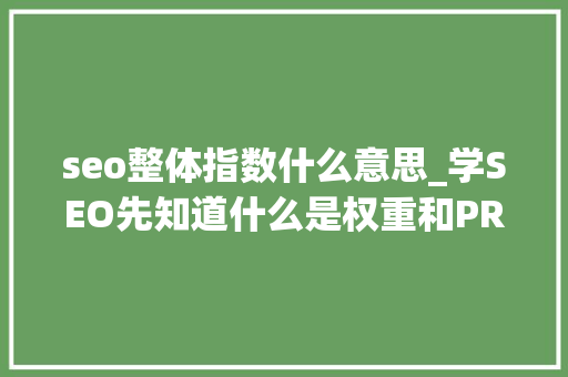 seo整体指数什么意思_学SEO先知道什么是权重和PR值和百度指数的概念 seo整体指数什么意思_学SEO先知道什么是权重和PR值和百度指数的概念 SEO关键词