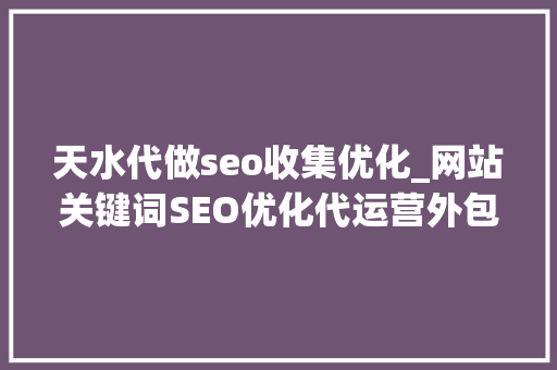 天水代做seo收集优化_网站关键词SEO优化代运营外包靠谱吗