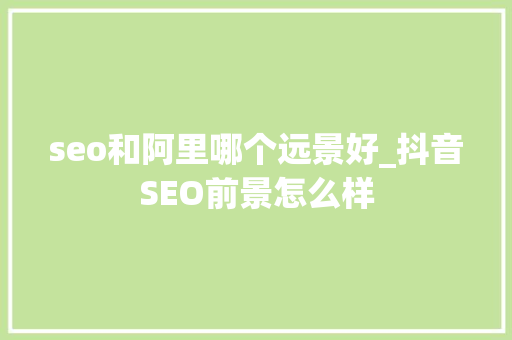 seo和阿里哪个远景好_抖音SEO前景怎么样