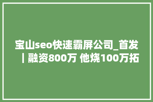宝山seo快速霸屏公司_首发｜融资800万 他烧100万拓司法咨询C端未果 转战B端做事400家企业