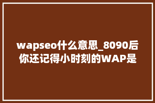 wapseo什么意思_8090后你还记得小时刻的WAP是什么吗 wapseo什么意思_8090后你还记得小时刻的WAP是什么吗 网站建设公司