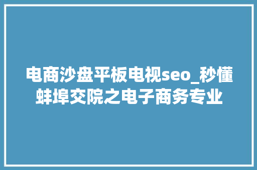 电商沙盘平板电视seo_秒懂蚌埠交院之电子商务专业