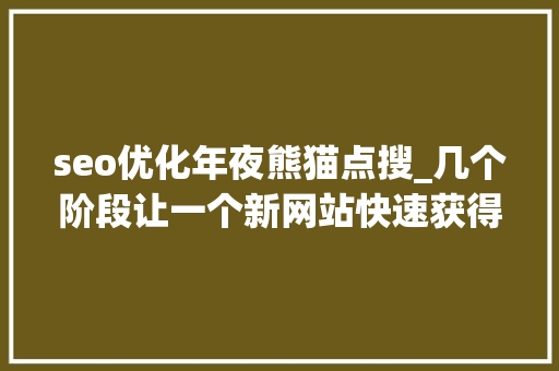 seo优化年夜熊猫点搜_几个阶段让一个新网站快速获得SEO优化排名