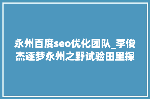 永州百度seo优化团队_李俊杰逐梦永州之野试验田里探索分站构造