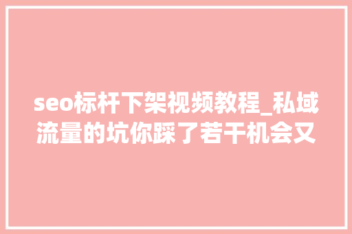 seo标杆下架视频教程_私域流量的坑你踩了若干机会又在哪 seo标杆下架视频教程_私域流量的坑你踩了若干机会又在哪 SEO关键词