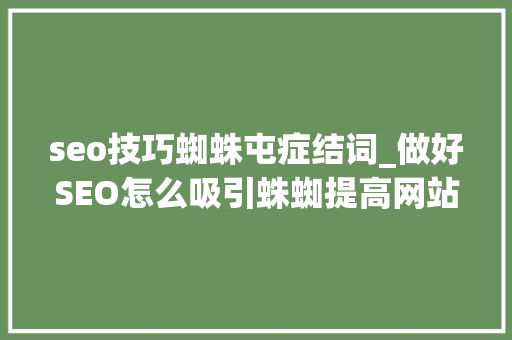 seo技巧蜘蛛屯症结词_做好SEO怎么吸引蛛蜘提高网站的收录请收藏慢慢看 seo技巧蜘蛛屯症结词_做好SEO怎么吸引蛛蜘提高网站的收录请收藏慢慢看 搜狗SEO