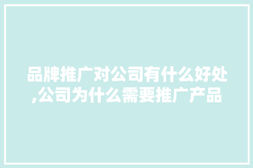 品牌推广对公司有什么好处,公司为什么需要推广产品。 品牌推广对公司有什么好处,公司为什么需要推广产品。 必应SEO