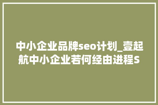 中小企业品牌seo计划_壹起航中小企业若何经由进程SEO优化推广产品或做事 中小企业品牌seo计划_壹起航中小企业若何经由进程SEO优化推广产品或做事 神马SEO