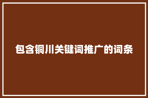 包含铜川关键词推广的词条 包含铜川关键词推广的词条 SEO关键词