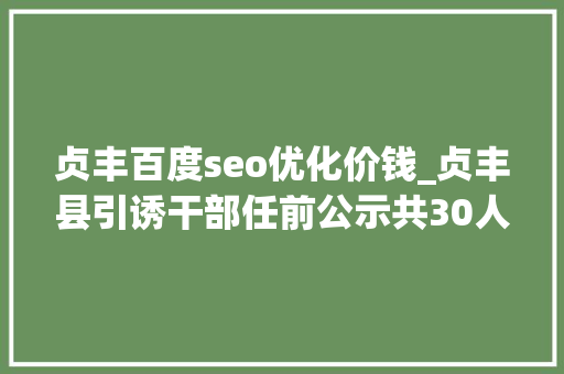 贞丰百度seo优化价钱_贞丰县引诱干部任前公示共30人