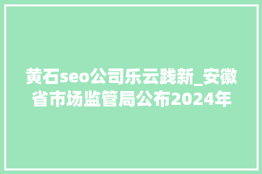 黄石seo公司乐云践新_安徽省市场监管局公布2024年儿童及婴幼儿服装等26种产品质量省级监督抽查结果