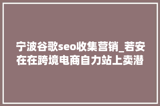 宁波谷歌seo收集营销_若安在在跨境电商自力站上卖潜水相关产品怎么做谷歌SEO优化