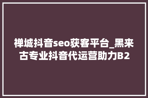 禅城抖音seo获客平台_黑来古专业抖音代运营助力B2B工业制造企业获客增长 禅城抖音seo获客平台_黑来古专业抖音代运营助力B2B工业制造企业获客增长 SEO关键词