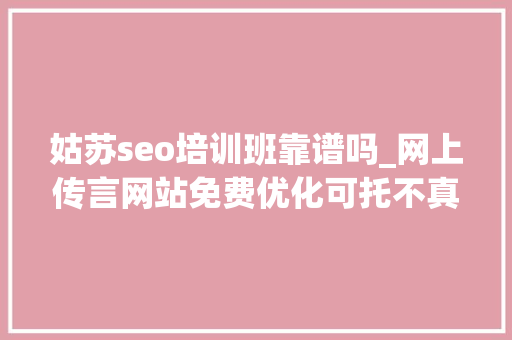 姑苏seo培训班靠谱吗_网上传言网站免费优化可托不真实度有若干