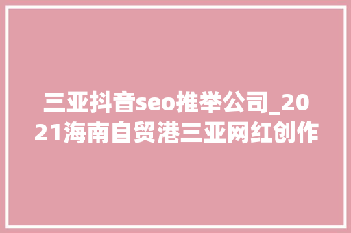 三亚抖音seo推举公司_2021海南自贸港三亚网红创作大年夜赛TOP10收集达人出炉