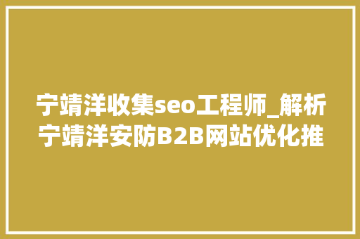 宁靖洋收集seo工程师_解析宁靖洋安防B2B网站优化推广建议书的基本思路 宁靖洋收集seo工程师_解析宁靖洋安防B2B网站优化推广建议书的基本思路 必应SEO