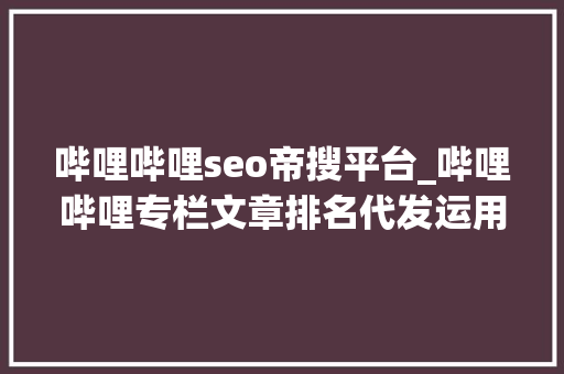 哔哩哔哩seo帝搜平台_哔哩哔哩专栏文章排名代发运用CDNHTTPS优化 哔哩哔哩seo帝搜平台_哔哩哔哩专栏文章排名代发运用CDNHTTPS优化 神马SEO