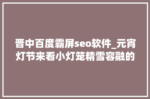 晋中百度霸屏seo软件_元宵灯节来看小灯笼精雪容融的春节之旅吧