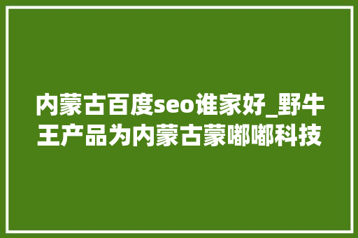 内蒙古百度seo谁家好_野牛王产品为内蒙古蒙嘟嘟科技做事有限公司供应的卓越营销做事