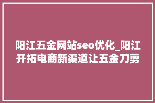 阳江五金网站seo优化_阳江开拓电商新渠道让五金刀剪企业尝到甜头